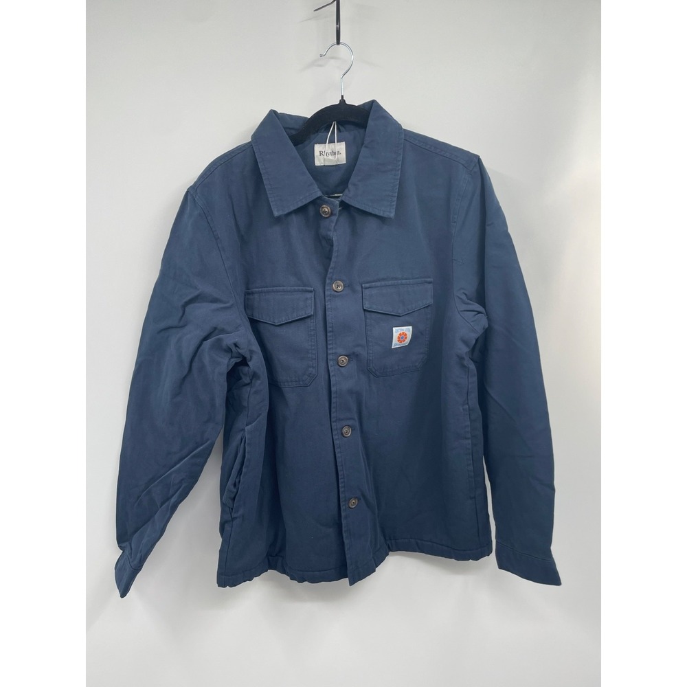 Rhythm Work Shirt Men's Medium Navy Sherpa Lined Button Front Long‎ Sleeve NWT